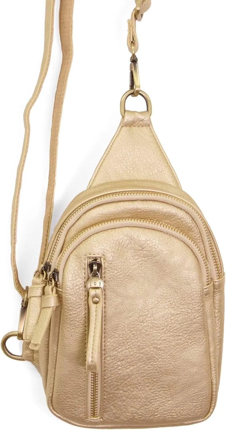 Joy Susan Skyler Sling Bag: Vegan Leather, Zippered Closure, Brass Plated Hardware