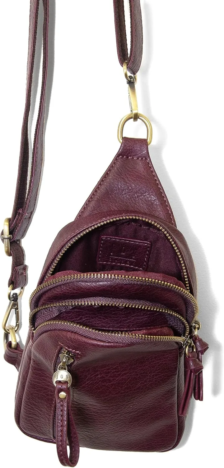 Joy Susan Skyler Sling Bag: Vegan Leather, Zippered Closure, Brass Plated Hardware