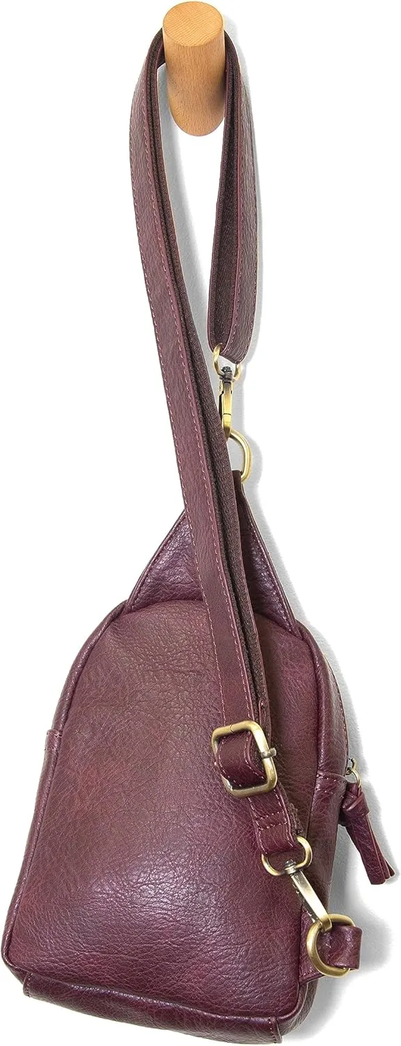 Joy Susan Skyler Sling Bag: Vegan Leather, Zippered Closure, Brass Plated Hardware