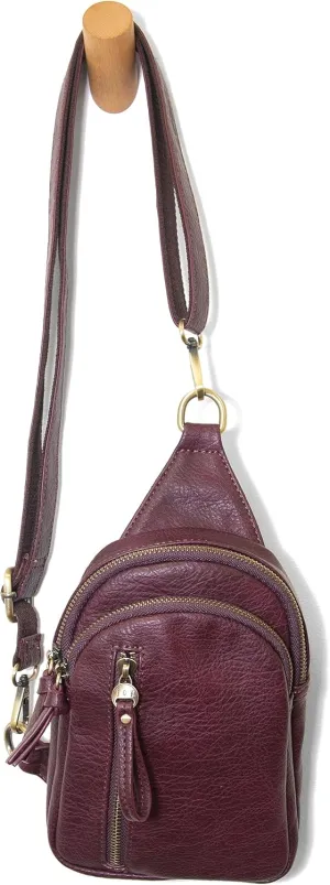 Joy Susan Skyler Sling Bag: Vegan Leather, Zippered Closure, Brass Plated Hardware