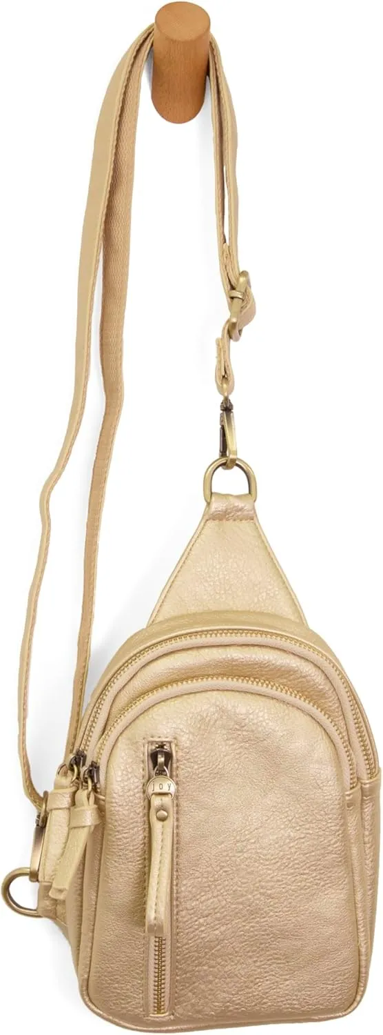 Joy Susan Skyler Sling Bag: Vegan Leather, Zippered Closure, Brass Plated Hardware