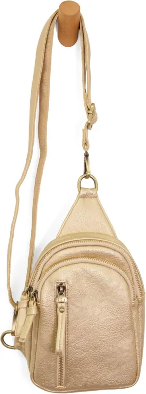 Joy Susan Skyler Sling Bag: Vegan Leather, Zippered Closure, Brass Plated Hardware