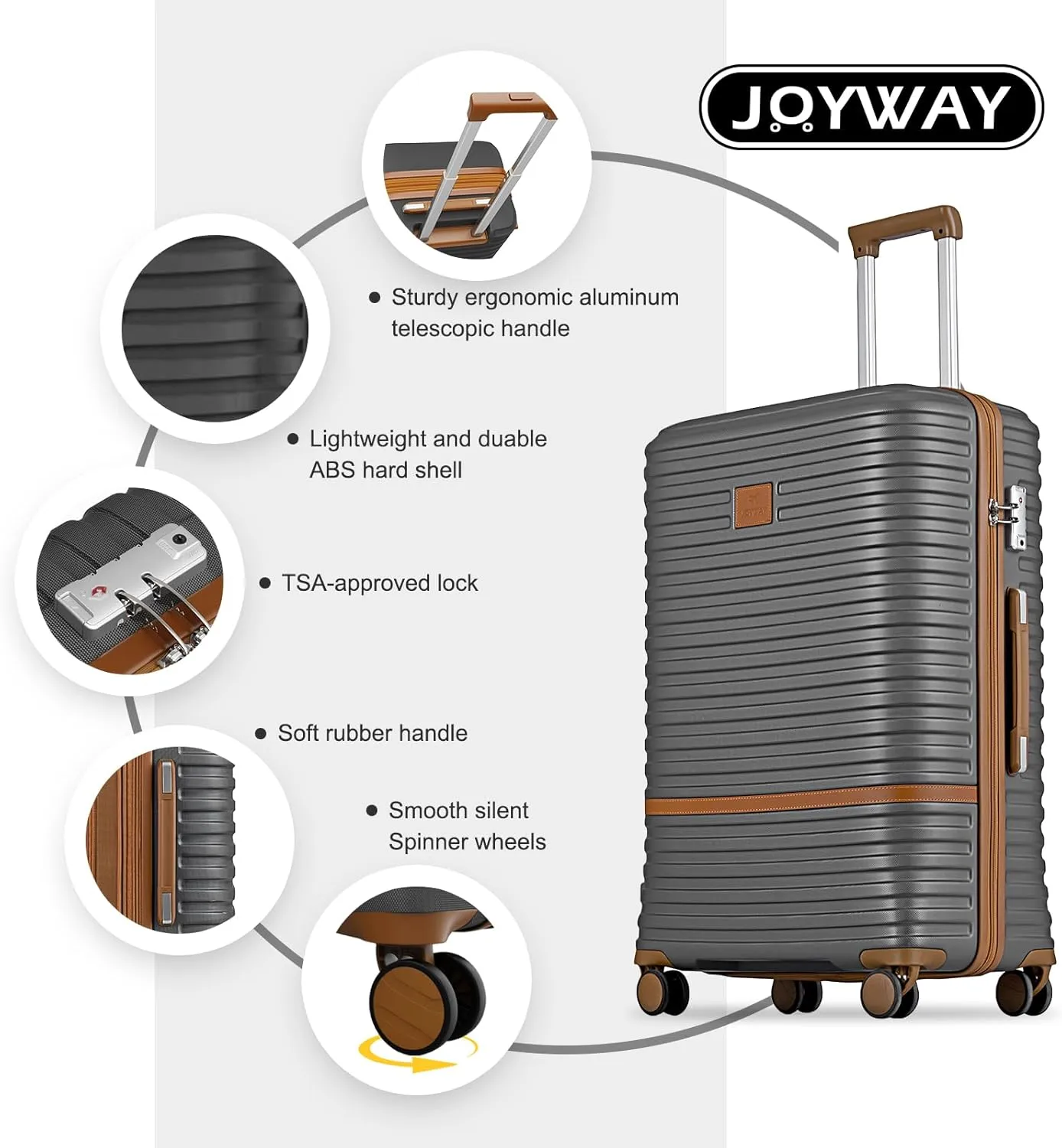 Joyway 28 Inch Luggage with Spinner Wheels, Lightweight Hard Shell Large suitcase, 3 Piece Luggage Sets with TSA Lock