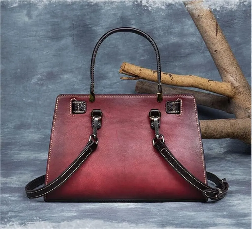 JSEIAJB Vintage Elegant Women's Bag Floral Handbag Hand Embossed Large Capacity Shoulder Bag