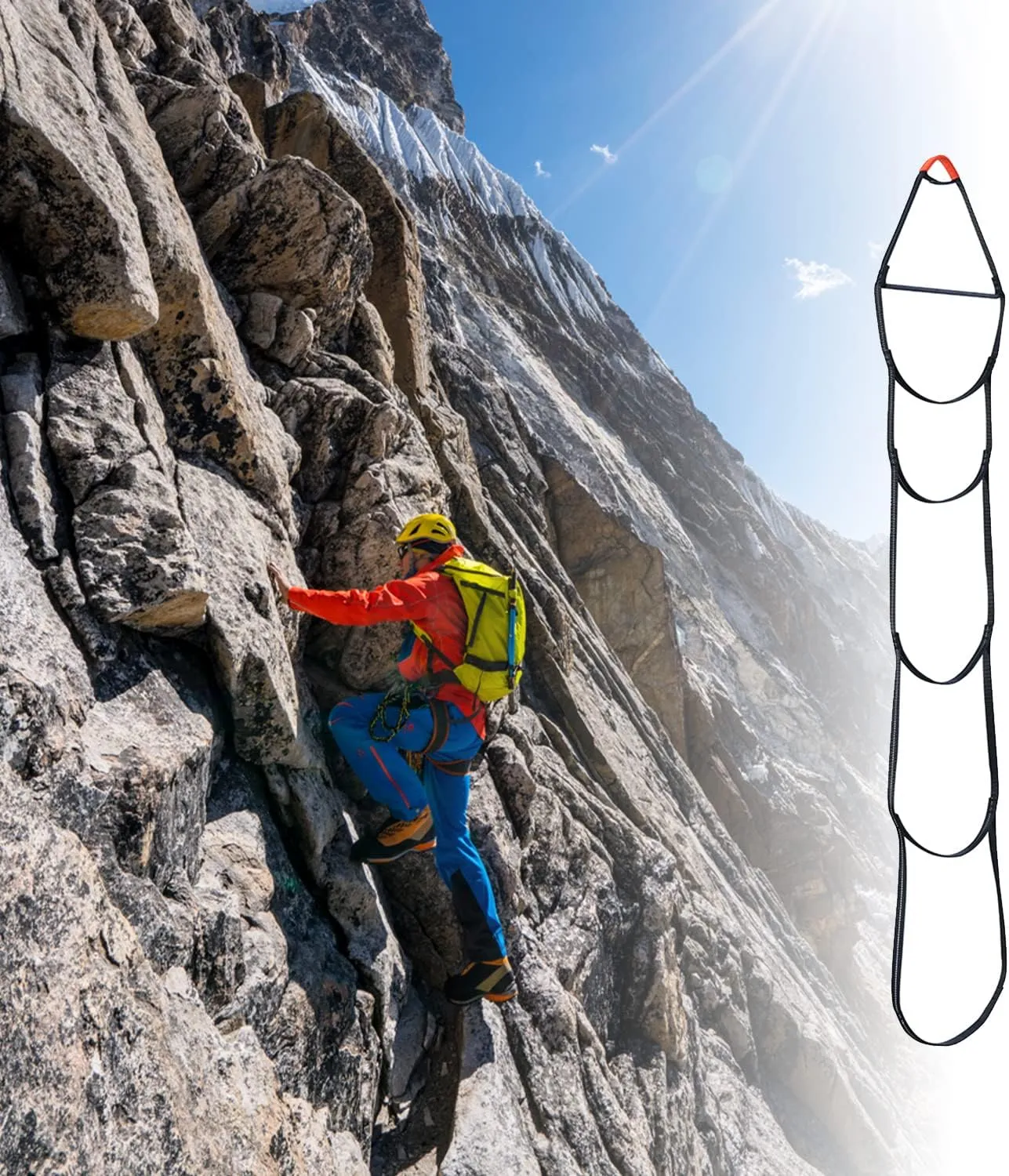 KAILAS Climbing Aider Hunting Webbing Rope Ladder Tree Stand Steps Rock Foot Ascender Loop Lightweight 5 Step