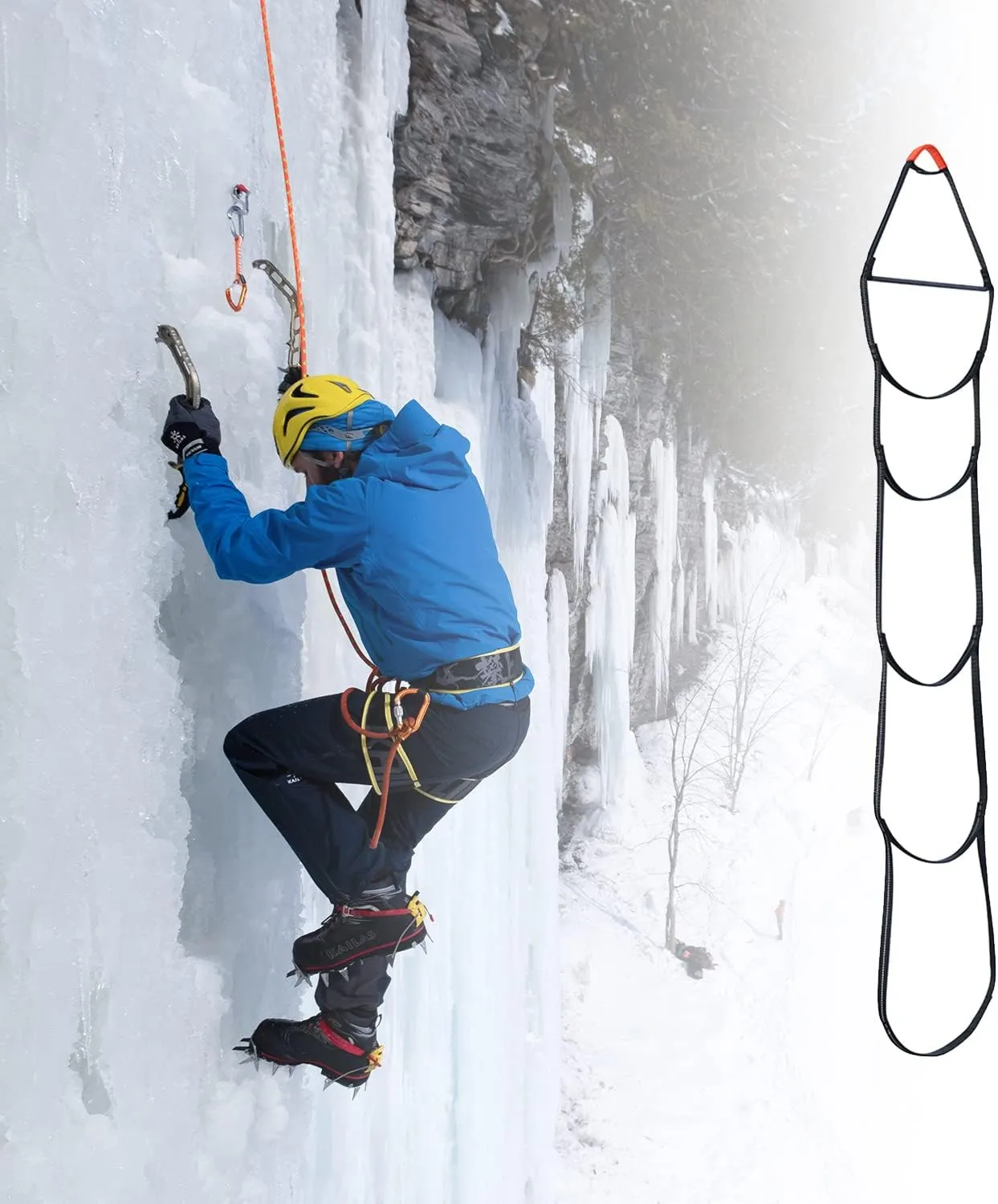 KAILAS Climbing Aider Hunting Webbing Rope Ladder Tree Stand Steps Rock Foot Ascender Loop Lightweight 5 Step
