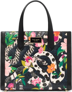 kate spade new york Manhattan Snake Print Embossed Leather Small Tote, Black Multi
