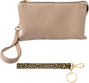 KEDZIE Eclipse Vegan Leather Convertible Purse Wallet Crossbody Bag (Cream) & Eclipse Vegan Leather Mix & Match Wristlet Strap (Aim High)