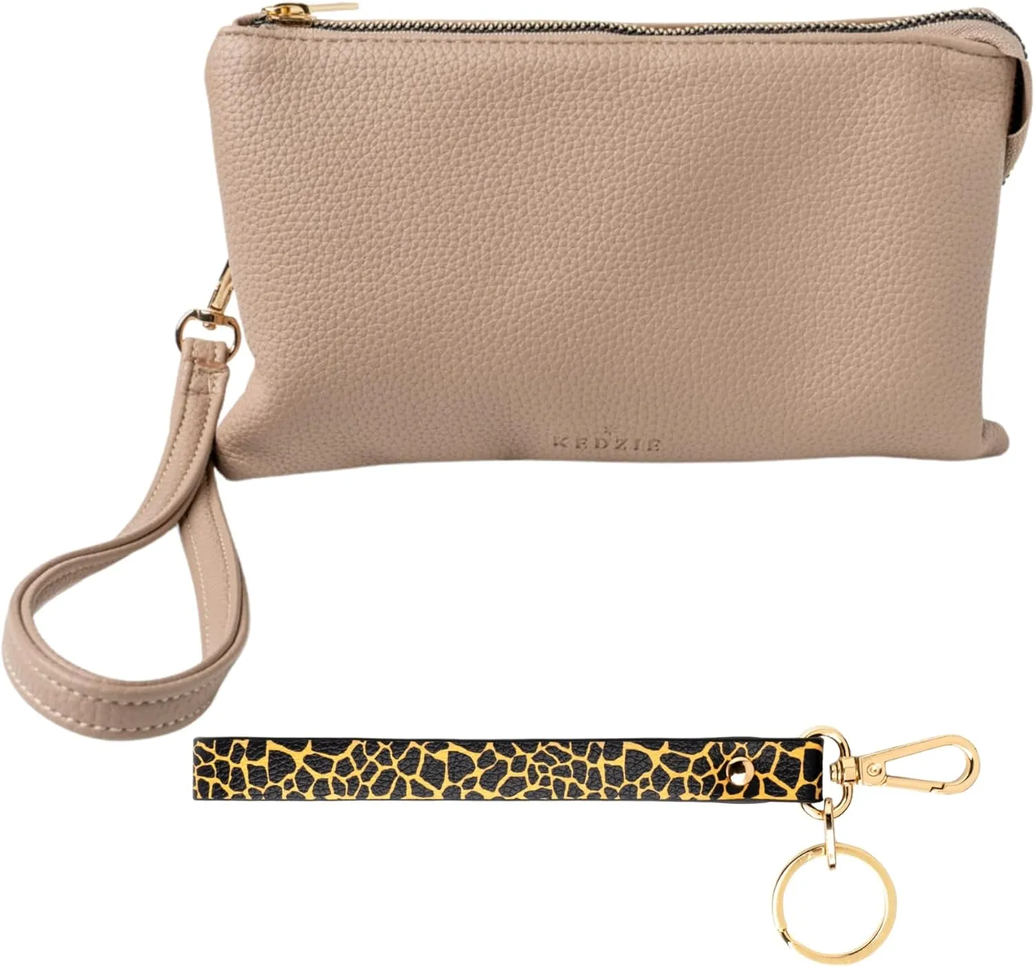 KEDZIE Eclipse Vegan Leather Convertible Purse Wallet Crossbody Bag (Cream) & Eclipse Vegan Leather Mix & Match Wristlet Strap (Aim High)