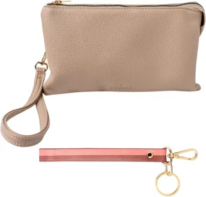 KEDZIE Eclipse Vegan Leather Convertible Purse Wallet Crossbody Bag (Cream) & Eclipse Vegan Leather Mix & Match Wristlet Strap (Dirty Shirley)