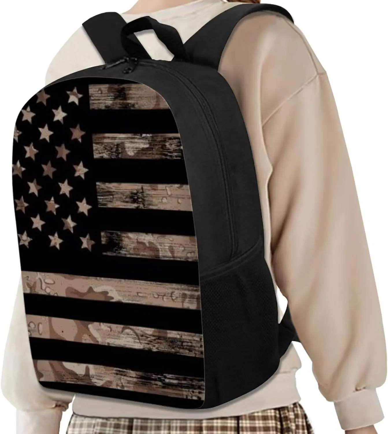 KEIAHUAN American Flag Camo Kids Backpacks Teen Girls Boys School Bookbag Set 3 in 1 Casual Daypacks for Primary Middle School