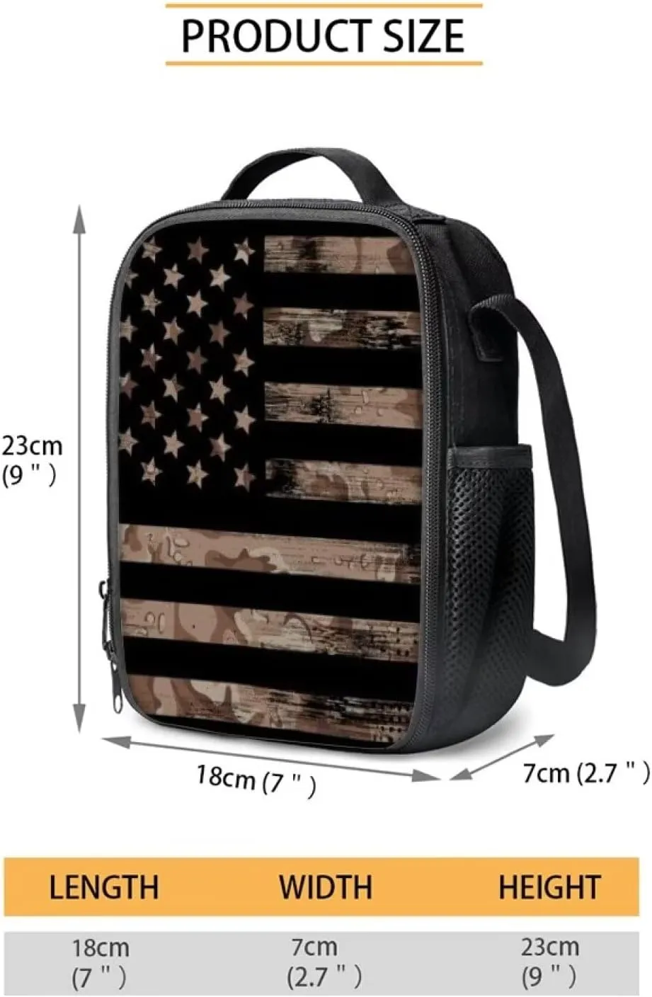 KEIAHUAN American Flag Camo Kids Backpacks Teen Girls Boys School Bookbag Set 3 in 1 Casual Daypacks for Primary Middle School