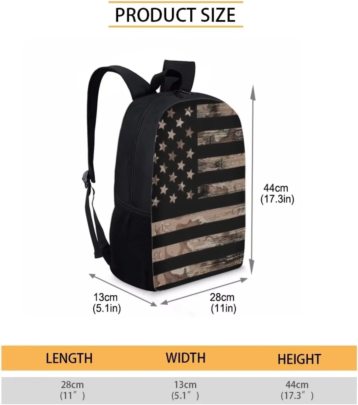 KEIAHUAN American Flag Camo Kids Backpacks Teen Girls Boys School Bookbag Set 3 in 1 Casual Daypacks for Primary Middle School
