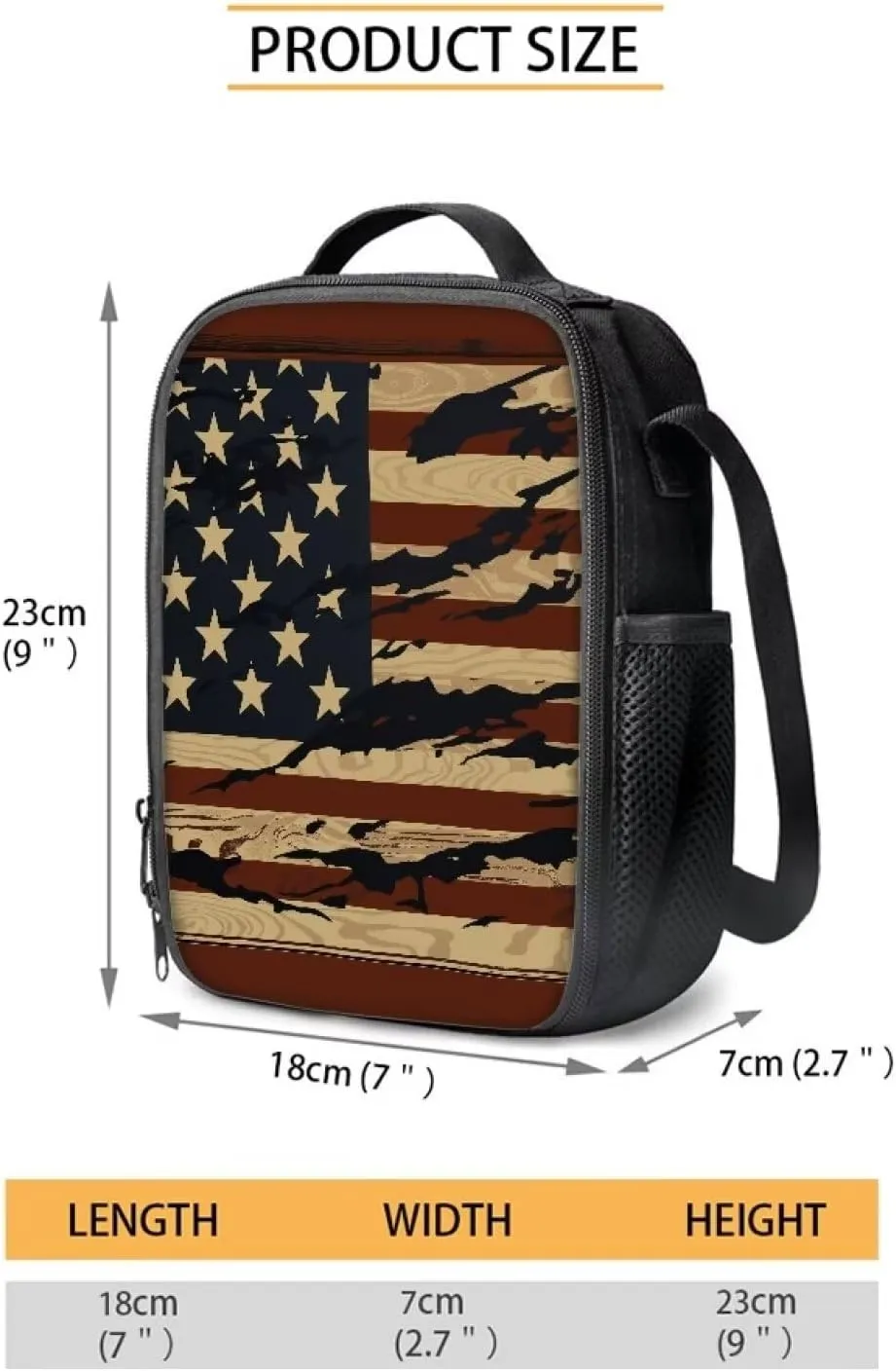 KEIAHUAN American Flag School Bags for Boys, Kids Bookbag Set with Lunch Box Pencil Case, Preschool Backpack Kindergarten Elementary School Toddler Backpacks for 4th of July