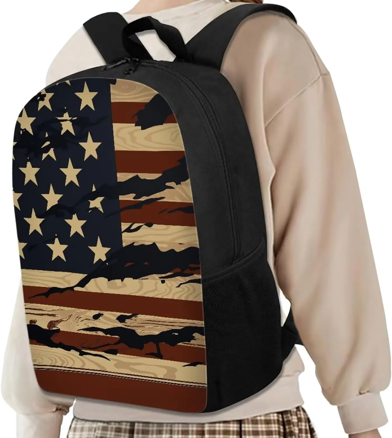 KEIAHUAN American Flag School Bags for Boys, Kids Bookbag Set with Lunch Box Pencil Case, Preschool Backpack Kindergarten Elementary School Toddler Backpacks for 4th of July