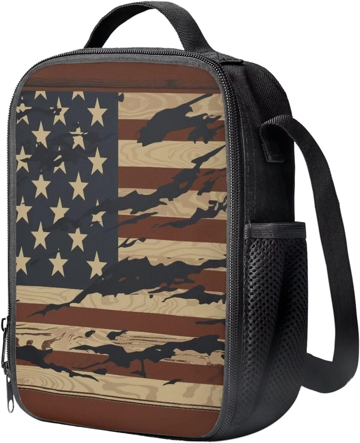 KEIAHUAN American Flag School Bags for Boys, Kids Bookbag Set with Lunch Box Pencil Case, Preschool Backpack Kindergarten Elementary School Toddler Backpacks for 4th of July