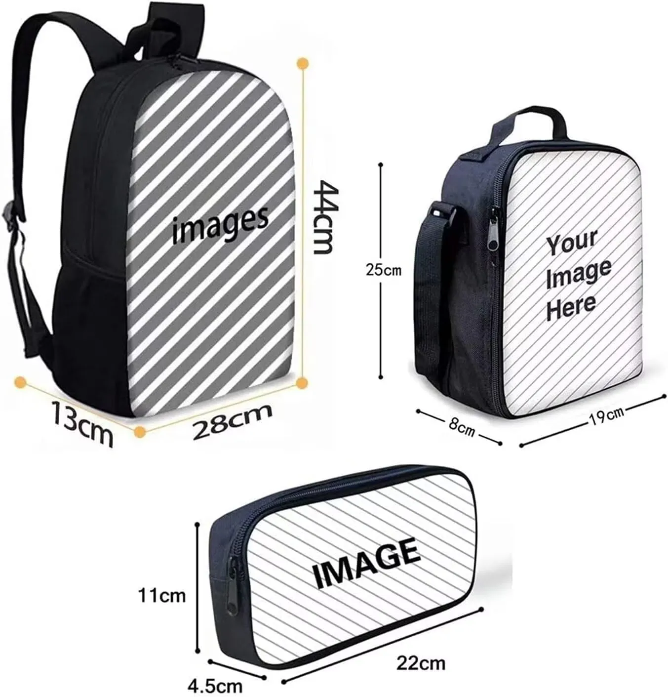 KEIAHUAN Custom Backpack for Boys Girls Personalized School Bookbag Elementary Middle School Bag with Lunch Box Pencil Case Amerian Flag Deer Camo Hunting Design