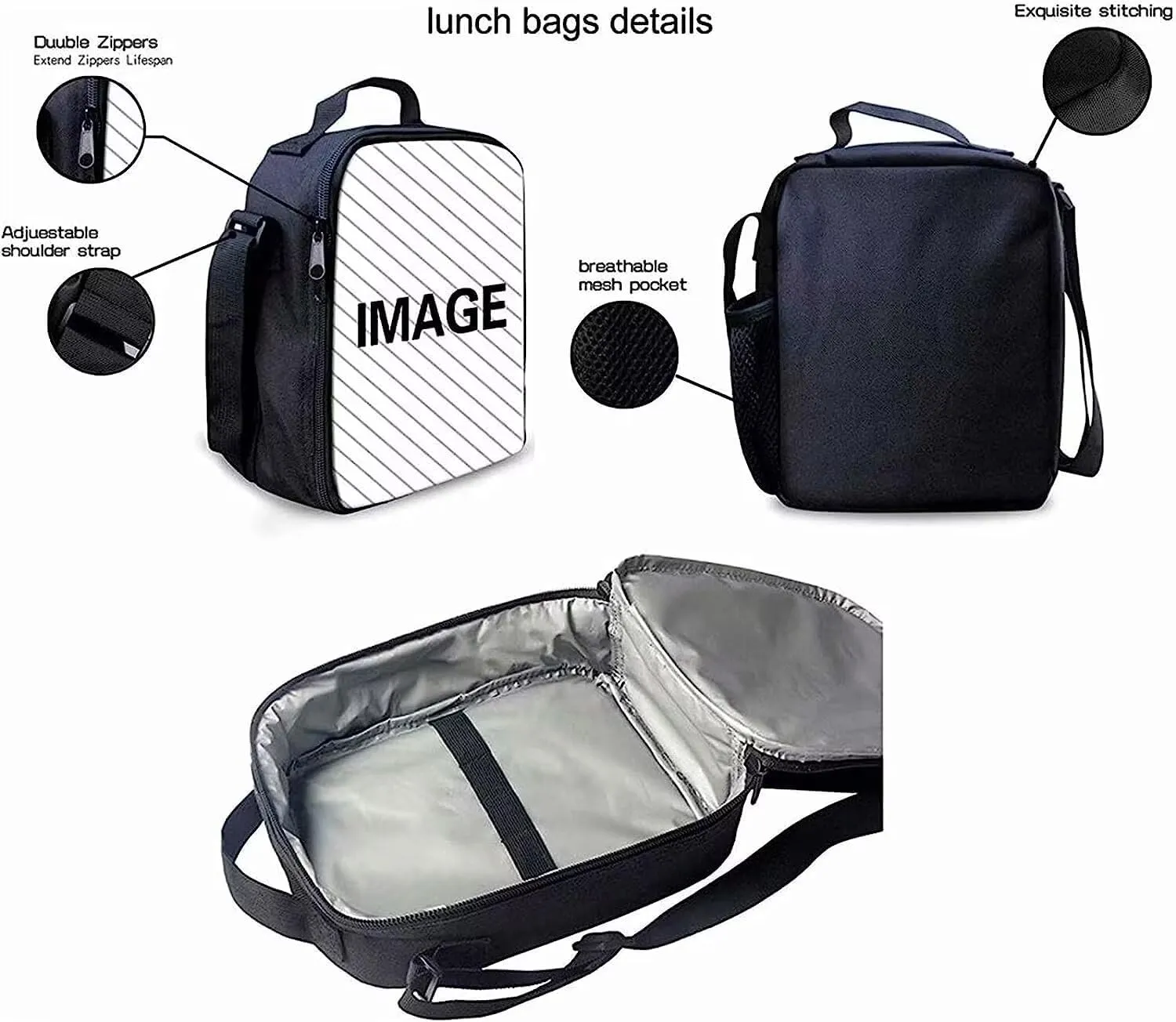 KEIAHUAN Custom Backpack for Boys Girls Personalized School Bookbag Elementary Middle School Bag with Lunch Box Pencil Case Amerian Flag Deer Camo Hunting Design
