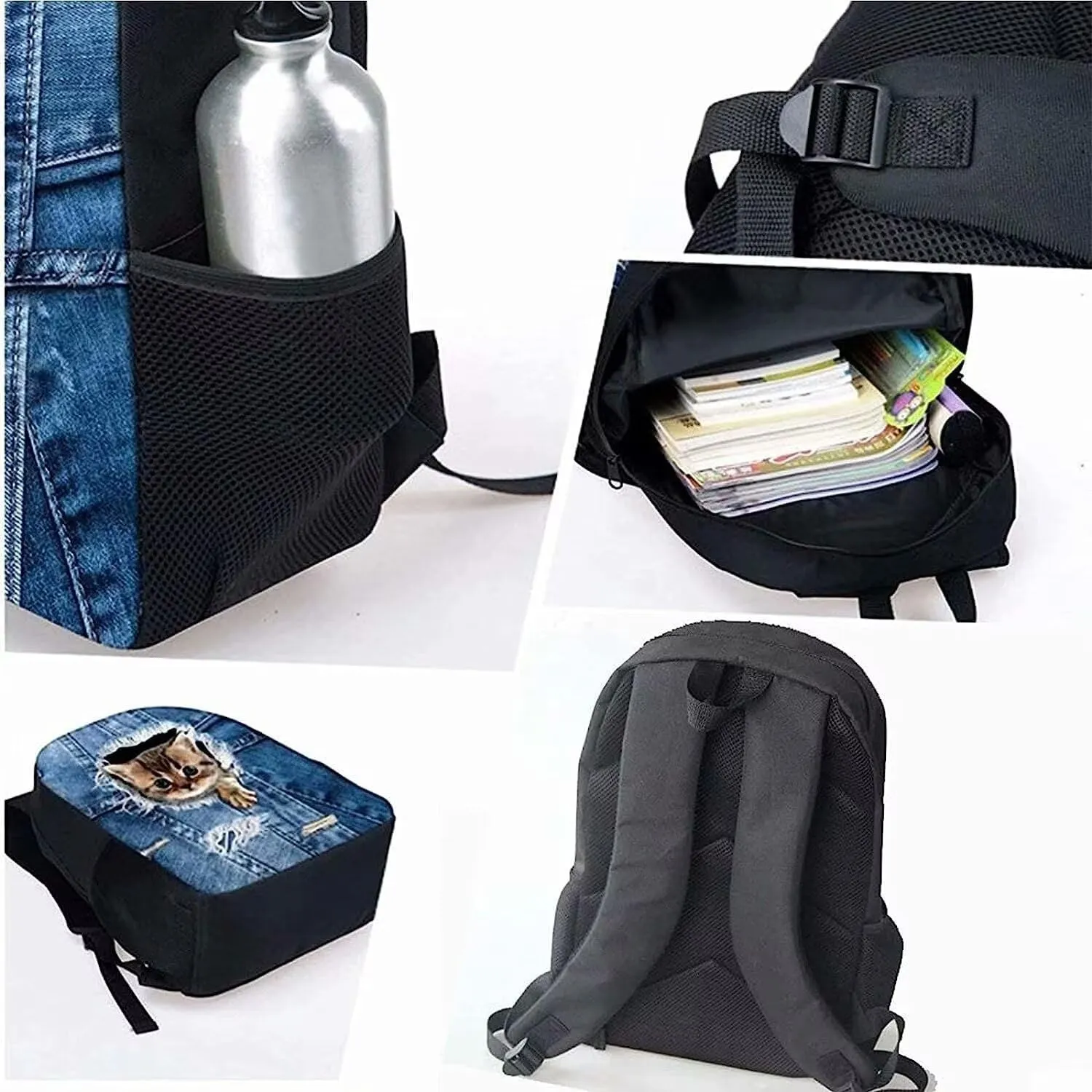 KEIAHUAN Custom Backpack for Boys Girls Personalized School Bookbag Elementary Middle School Bag with Lunch Box Pencil Case Amerian Flag Deer Camo Hunting Design