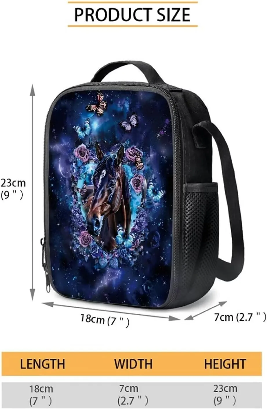 KEIAHUAN Galaxy Flower Horse Print 3 Pcs Backpack Set Including School Backpack for Girls Lunch Bag and Pencil Case Middle Schoolbag Elementary Student Bookbag 3 in 1