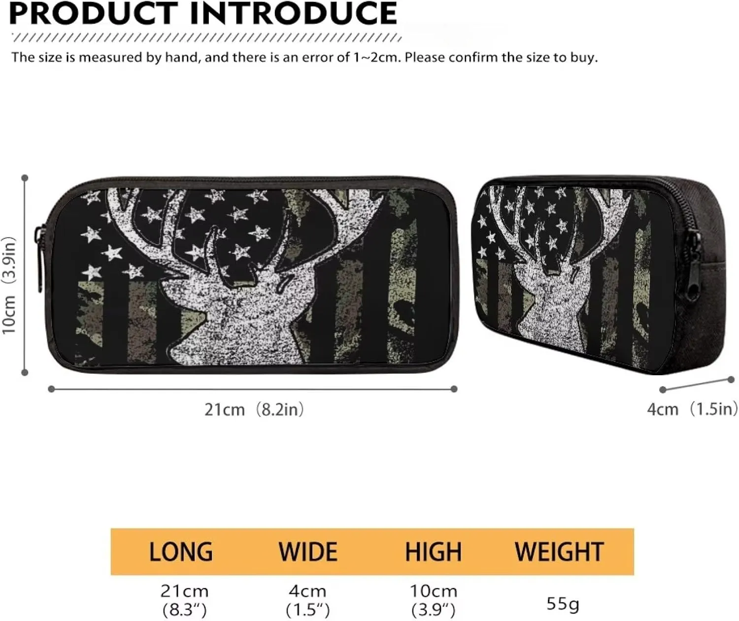 KEIAHUAN Kids School Bag American Flag Deer Hunting Camo Teen Girls Boys Toddler Bookbag Sturdy Backpack with Lunch Bag and Pencil Bag