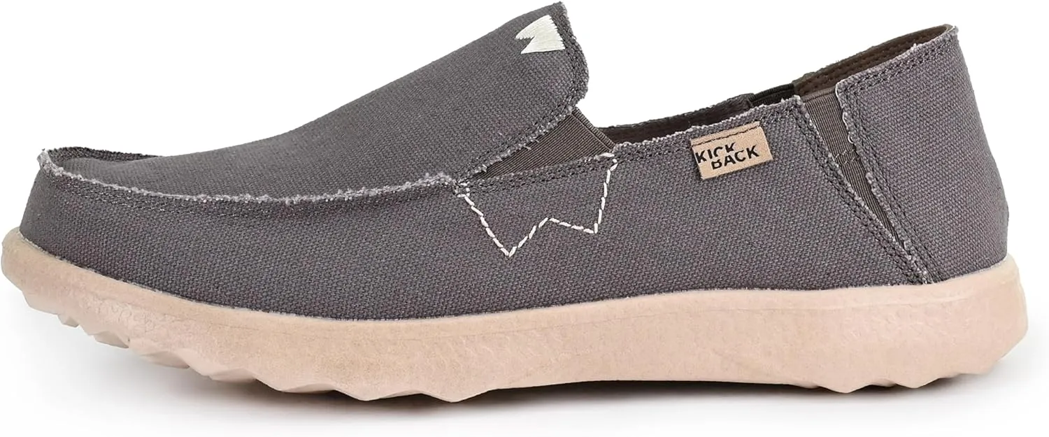 Kickback Couch 2.0 - Men's Grey Canvas Loafers - Lightweight Slip On Casual Shoes - All Day Comfort - Convertible Mule/Slider Design