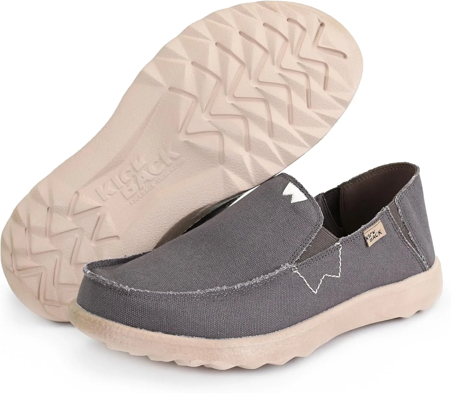 Kickback Couch 2.0 - Men's Grey Canvas Loafers - Lightweight Slip On Casual Shoes - All Day Comfort - Convertible Mule/Slider Design
