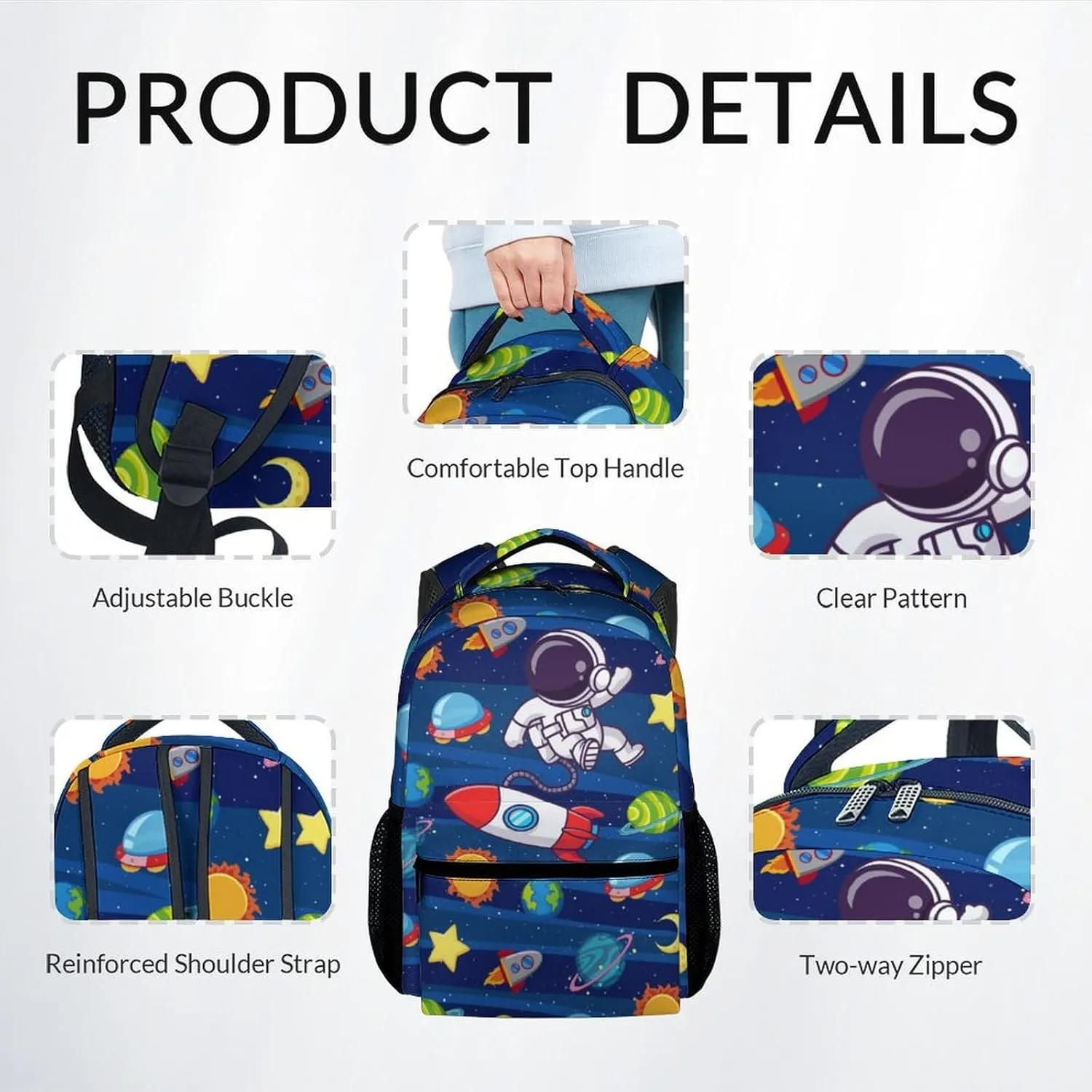 Kids Backpack School Bookbags, Planet Backpack for Boys, 17 Inch School Backpacks for Primary Elementary, Cute Bookbag with Lunch Box and Pencil Case