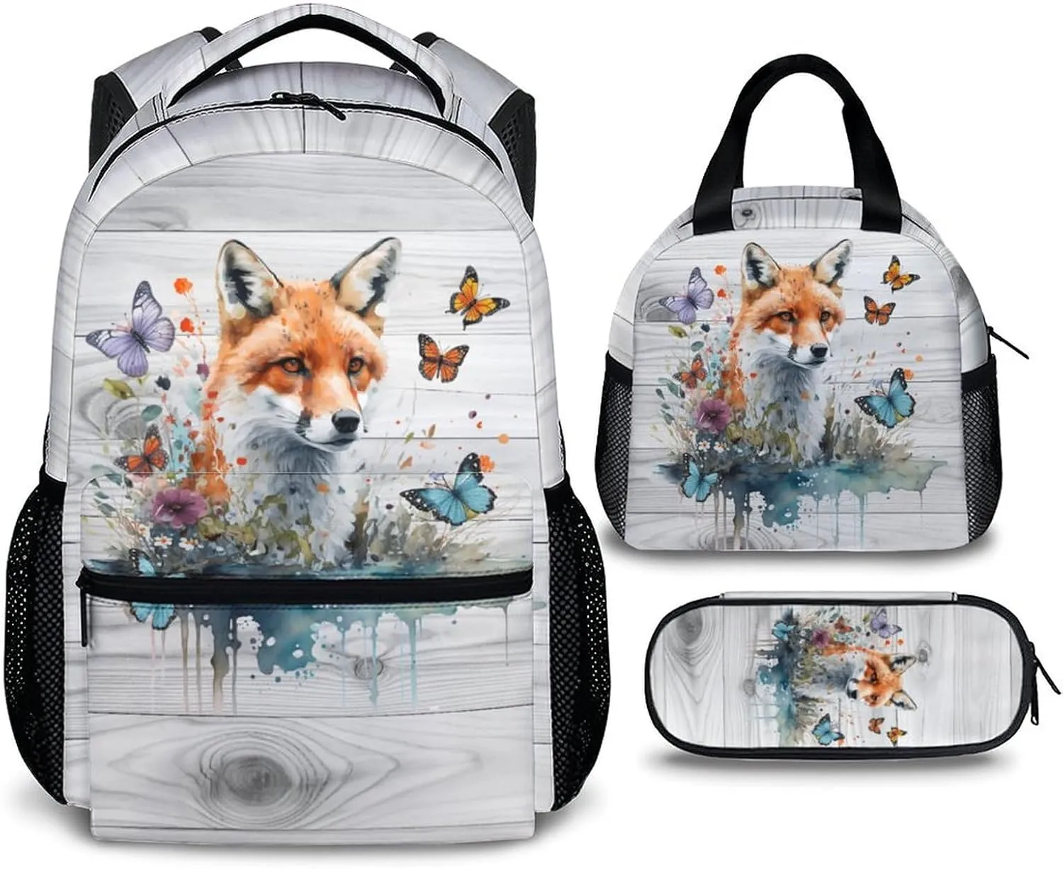 Kids Backpack with Lunch Box Set, 3 in 1 School Backpacks Matching Combo for Boys, Girls, School Bag and Pencil Case Bundle Gifts for Teens, Animals Lovers