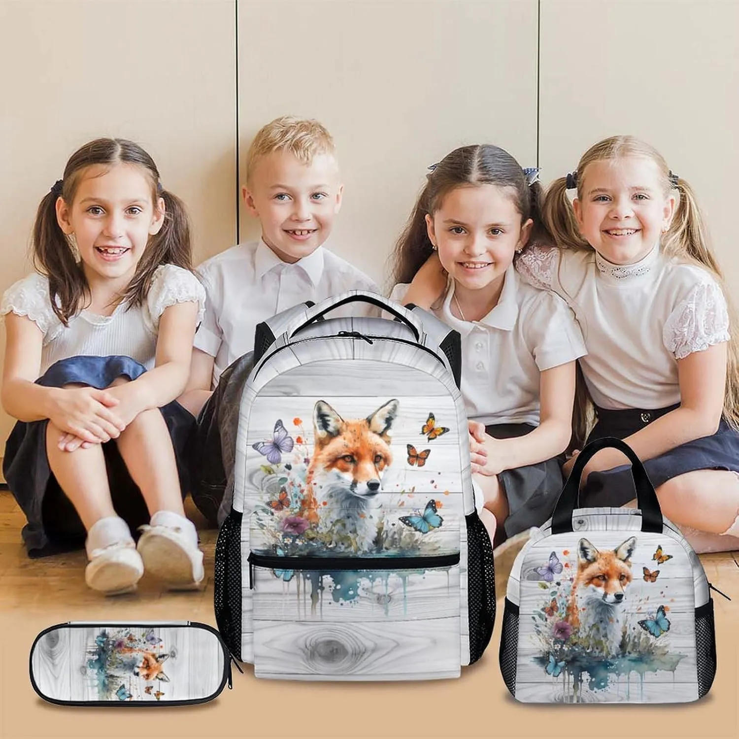 Kids Backpack with Lunch Box Set, 3 in 1 School Backpacks Matching Combo for Boys, Girls, School Bag and Pencil Case Bundle Gifts for Teens, Animals Lovers