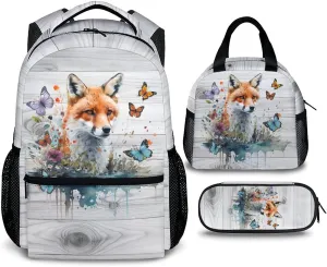 Kids Backpack with Lunch Box Set, 3 in 1 School Backpacks Matching Combo for Boys, Girls, School Bag and Pencil Case Bundle Gifts for Teens, Animals Lovers
