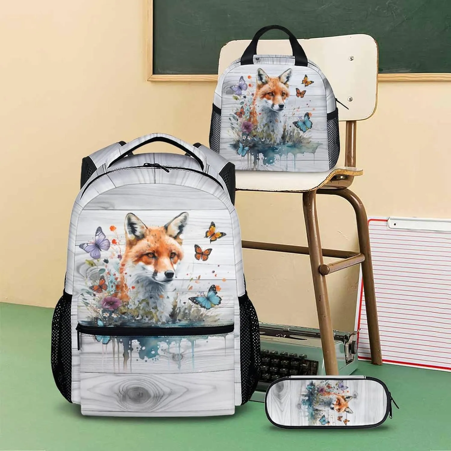 Kids Backpack with Lunch Box Set, 3 in 1 School Backpacks Matching Combo for Boys, Girls, School Bag and Pencil Case Bundle Gifts for Teens, Animals Lovers