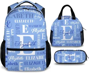 Kids Backpacks for Boys Girls, Custom Name School Backpack Matching Combo, Personalized Bookbag with Pencil Case Bundle for Preschool Elementary, Schoolbag with Lunch Box for Students
