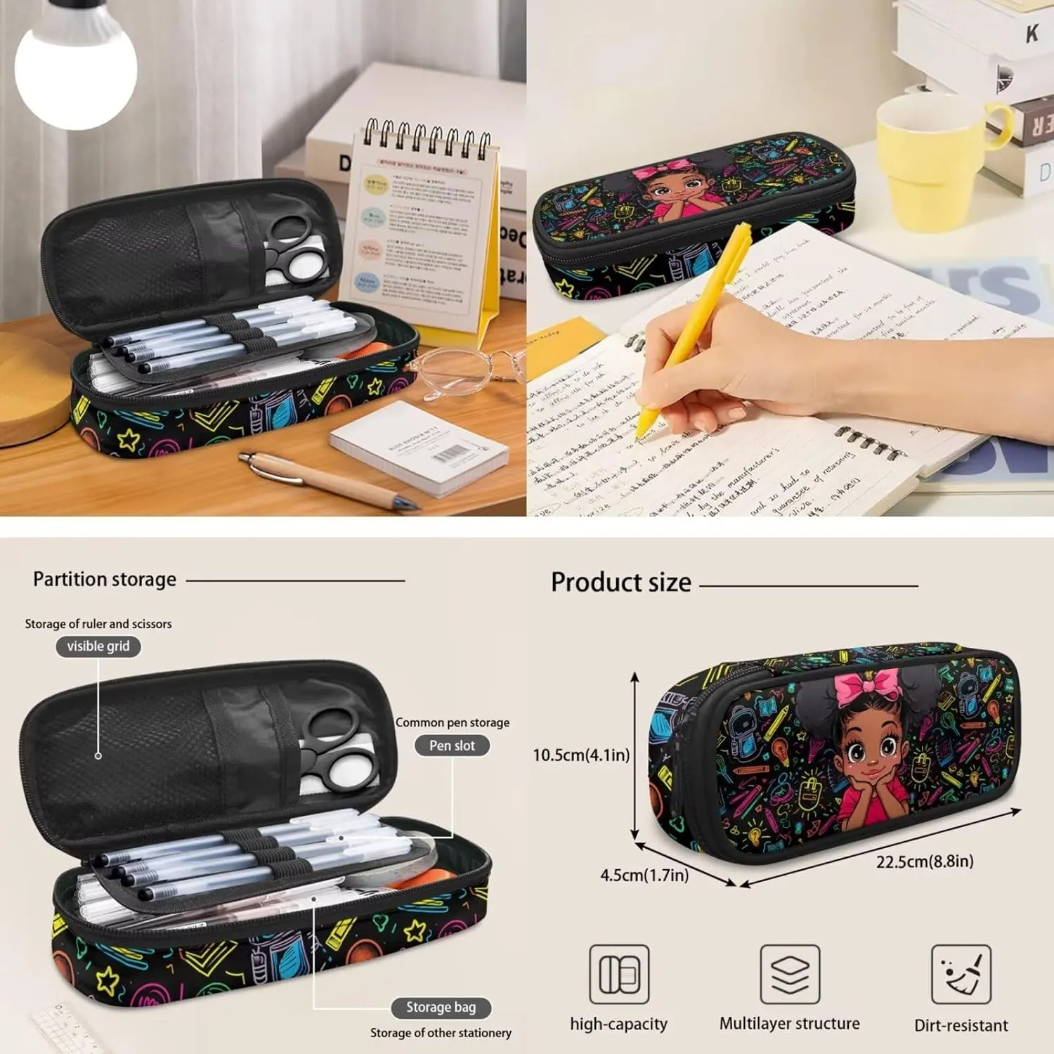 Kids' Backpacks Set Africa Girls Backpack School-Bag with Lunch Bag Pencil Case Set Backpack Travel Daypack Satchel with Adjustable Strap