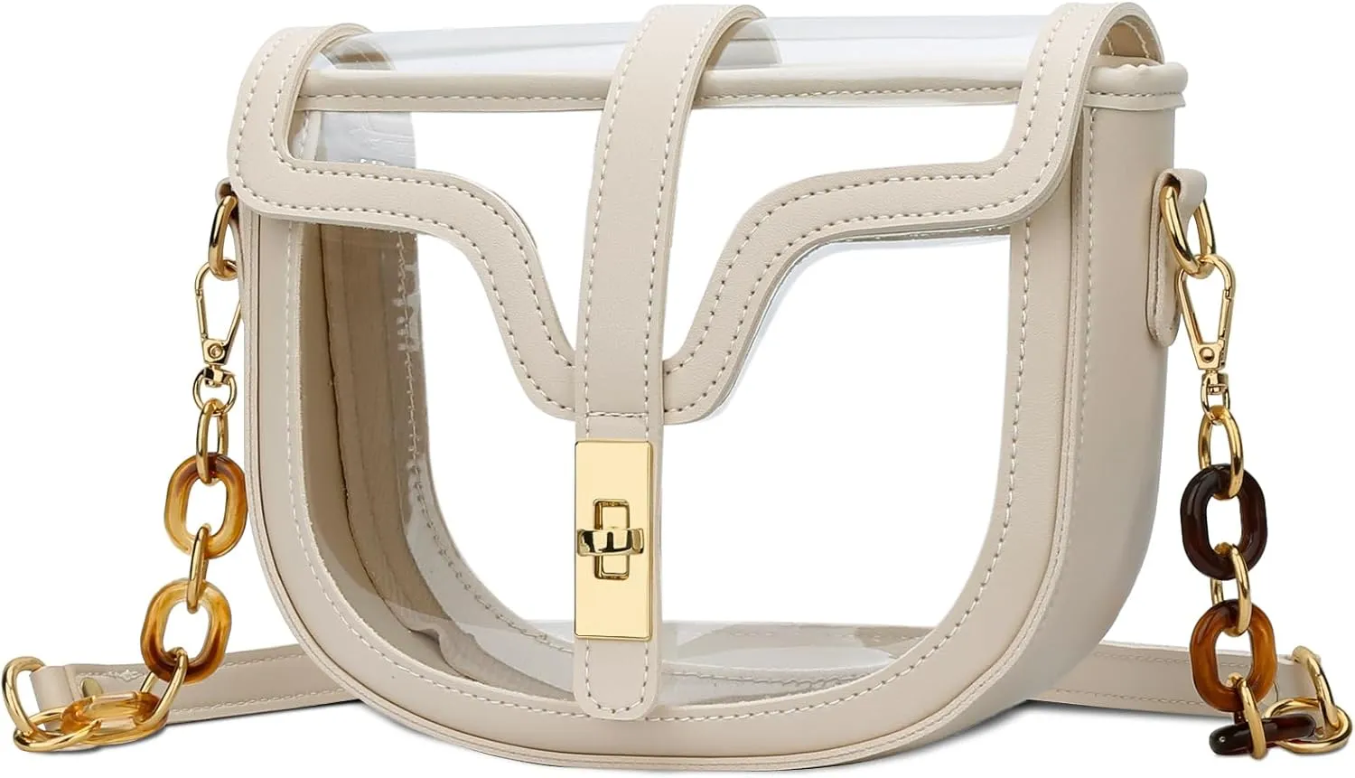 KKXIU Clear Crossbody Bag for Women Stadium Approved Vegan Leather Concert Shoulder Sports See-Through Purse
