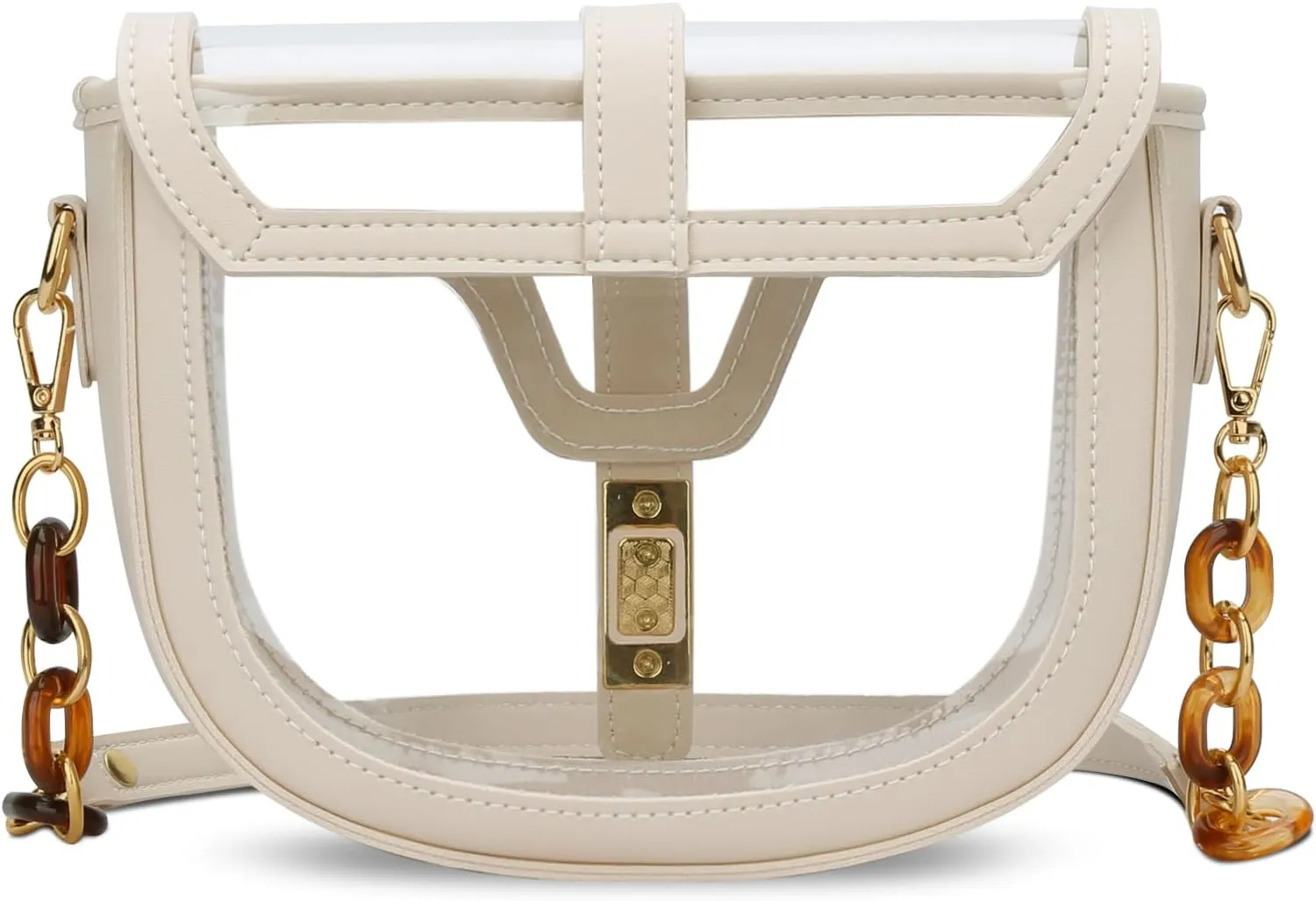 KKXIU Clear Crossbody Bag for Women Stadium Approved Vegan Leather Concert Shoulder Sports See-Through Purse