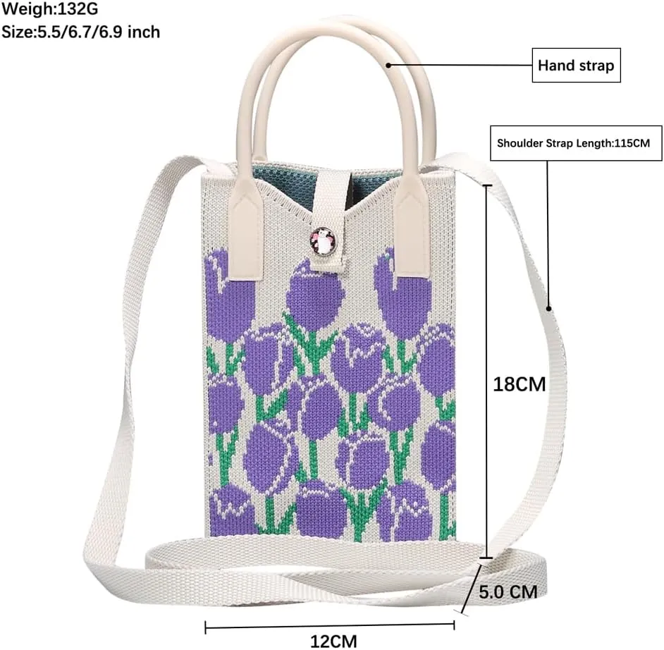 Knitted Lightweight Small Crossbody bags Cell Phone Purses Travel Pouch Shoulder Bag for Women