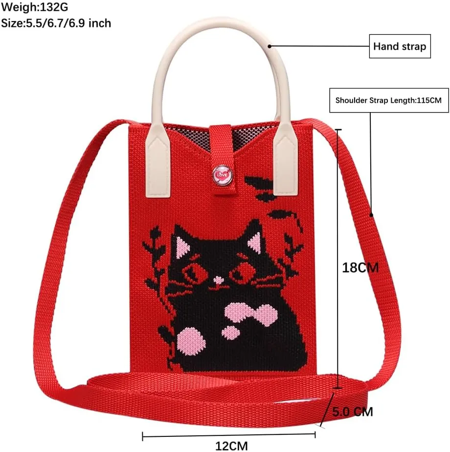 Knitted Lightweight Small Crossbody bags Cell Phone Purses Travel Pouch Shoulder Bag for Women