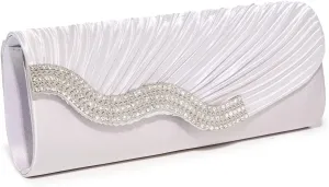 Kseymeir Evening Clutch Purses for Women Evening Bag Pleated Satin Handbags Chain Bag