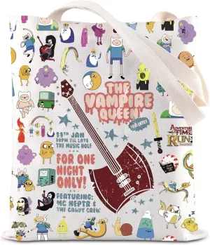 KUIYAI Adventure Cartoon Merchandise Tote Bag Marceline Guitar Gift Anime Marceline Concert Gift The Vampire Queen Canvas Bag