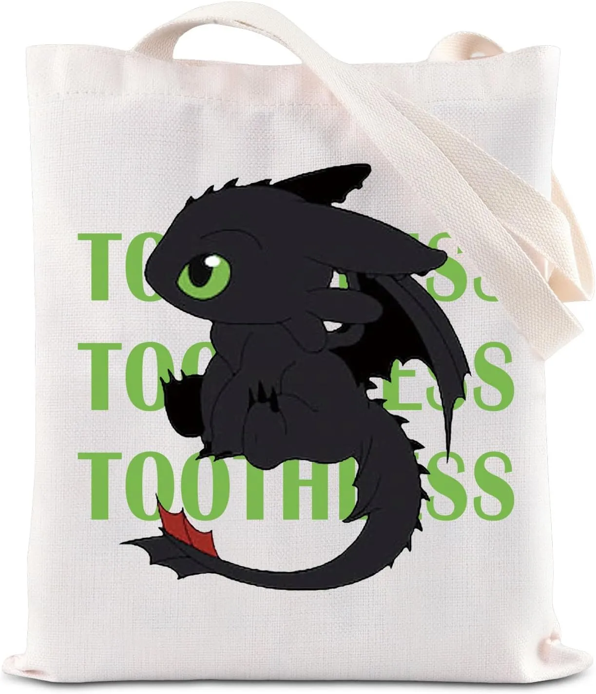 KUIYAI Dragon Movie Inspired Tote Bag Cartoon Dragon Lovers Bag Kingdom Gift Black Dragon Gift For Fans
