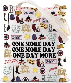 KUIYAI Musical Show Inspired Tote Bag Musical Shoulder Bag Theater Lovers Gift Prisoner 24601 Gift One Day More