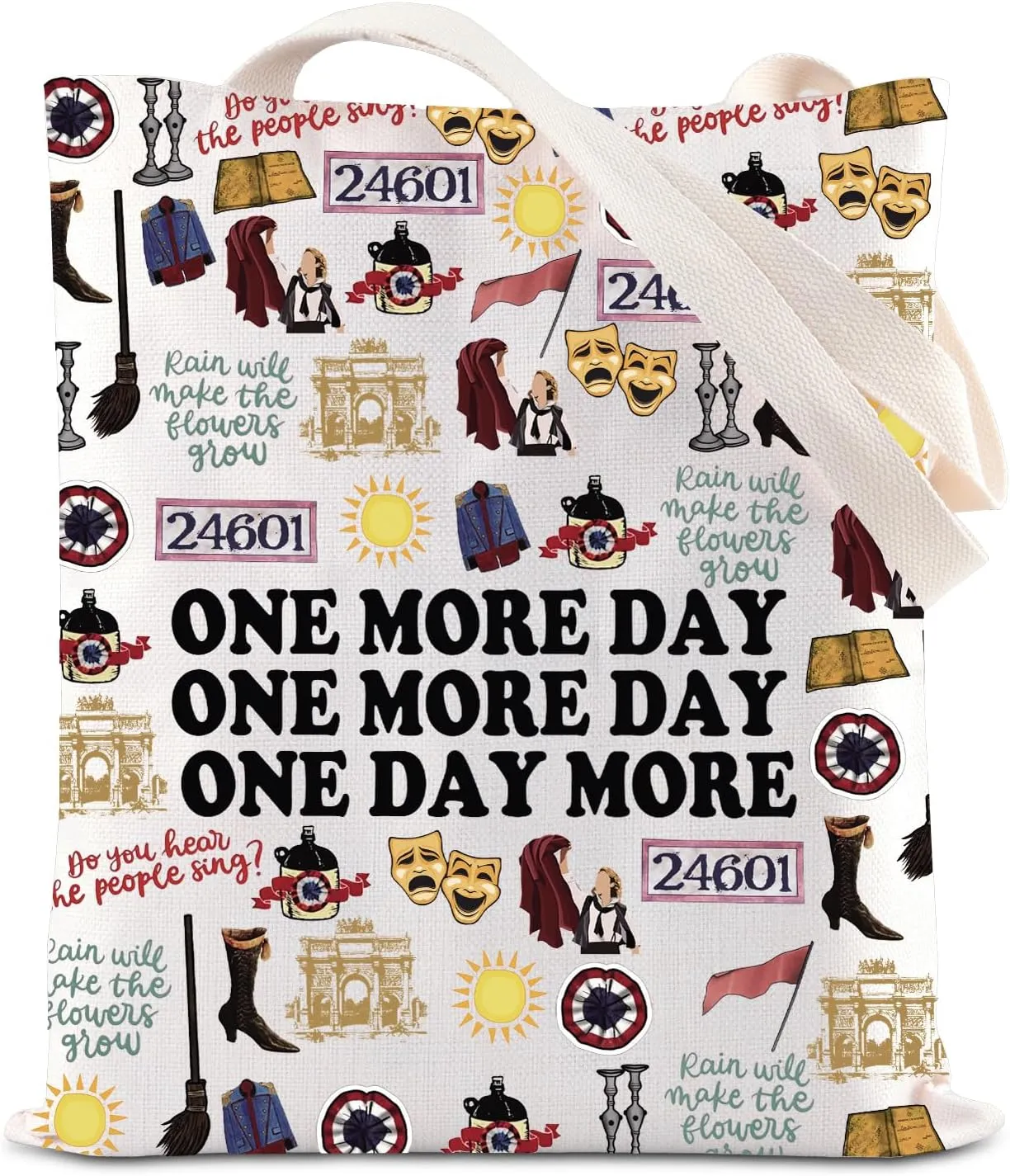 KUIYAI Musical Show Inspired Tote Bag Musical Shoulder Bag Theater Lovers Gift Prisoner 24601 Gift One Day More