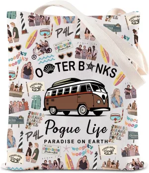 KUIYAI Outer TV Show Inspired Tote Bag Pogue Life Shoulder Bag OBX - Pogue Adventure - P4L Fans - North Carolina Beach Gift