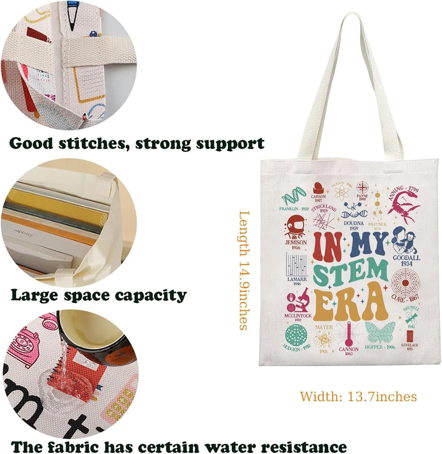 KUIYAI Stem Teacher Appreciation Tote Bag - Steminist & Scientist Gift - Student Grad Era Handbag