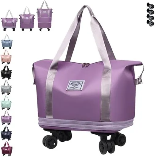 Kulken Beente Travel Bag With Wheels 2025 New Large Capacity Travel Bag Universal Wheel Removable (Purple)