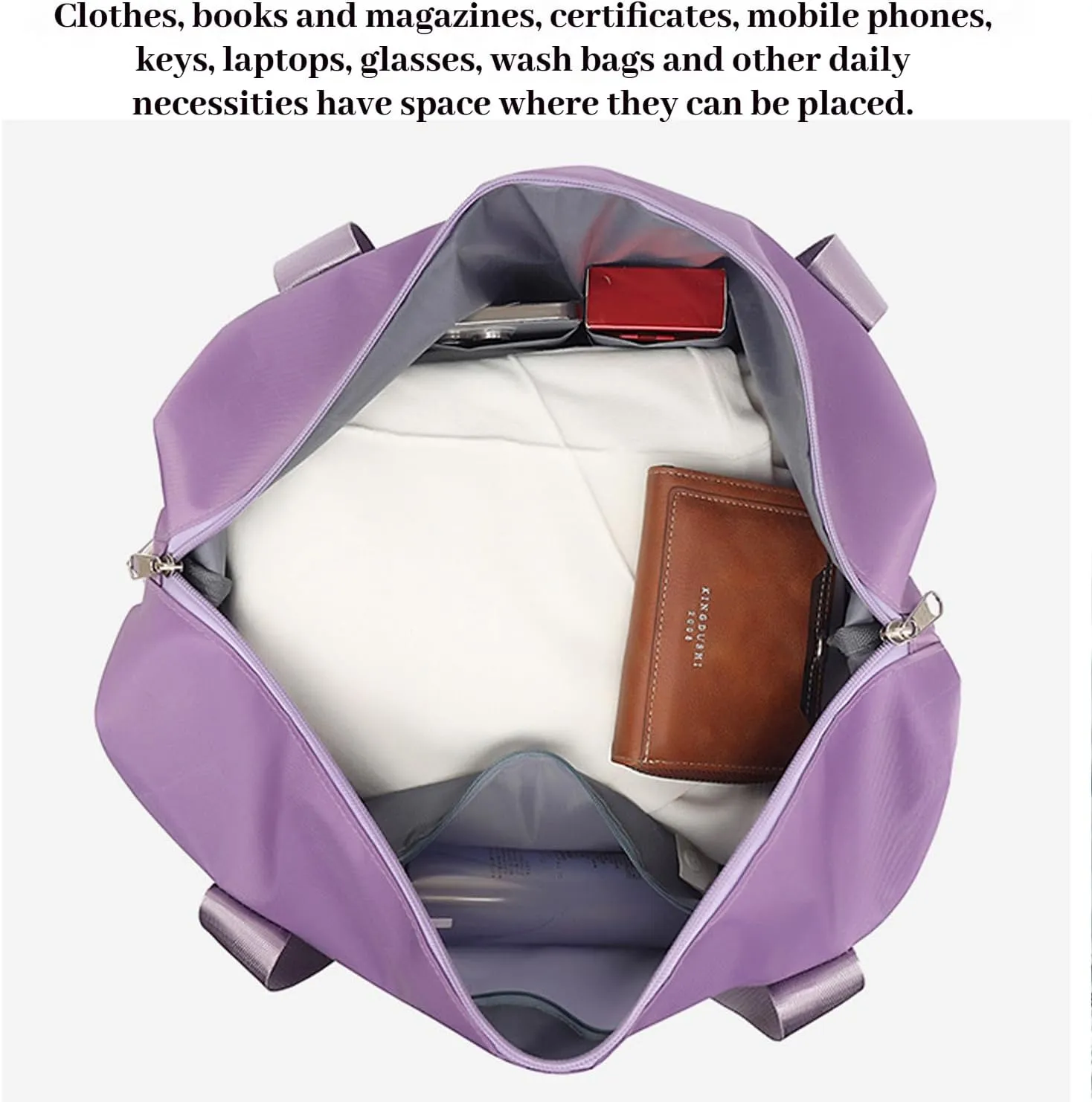 Kulken Beente Travel Bag With Wheels 2025 New Large Capacity Travel Bag Universal Wheel Removable (Purple)
