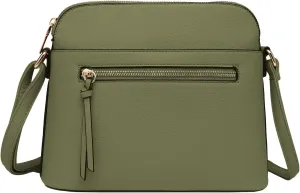 LA TERRE Small Crossbody Bag, Dome Shoulder Bag with Zipper Pocket Adjustable Strap