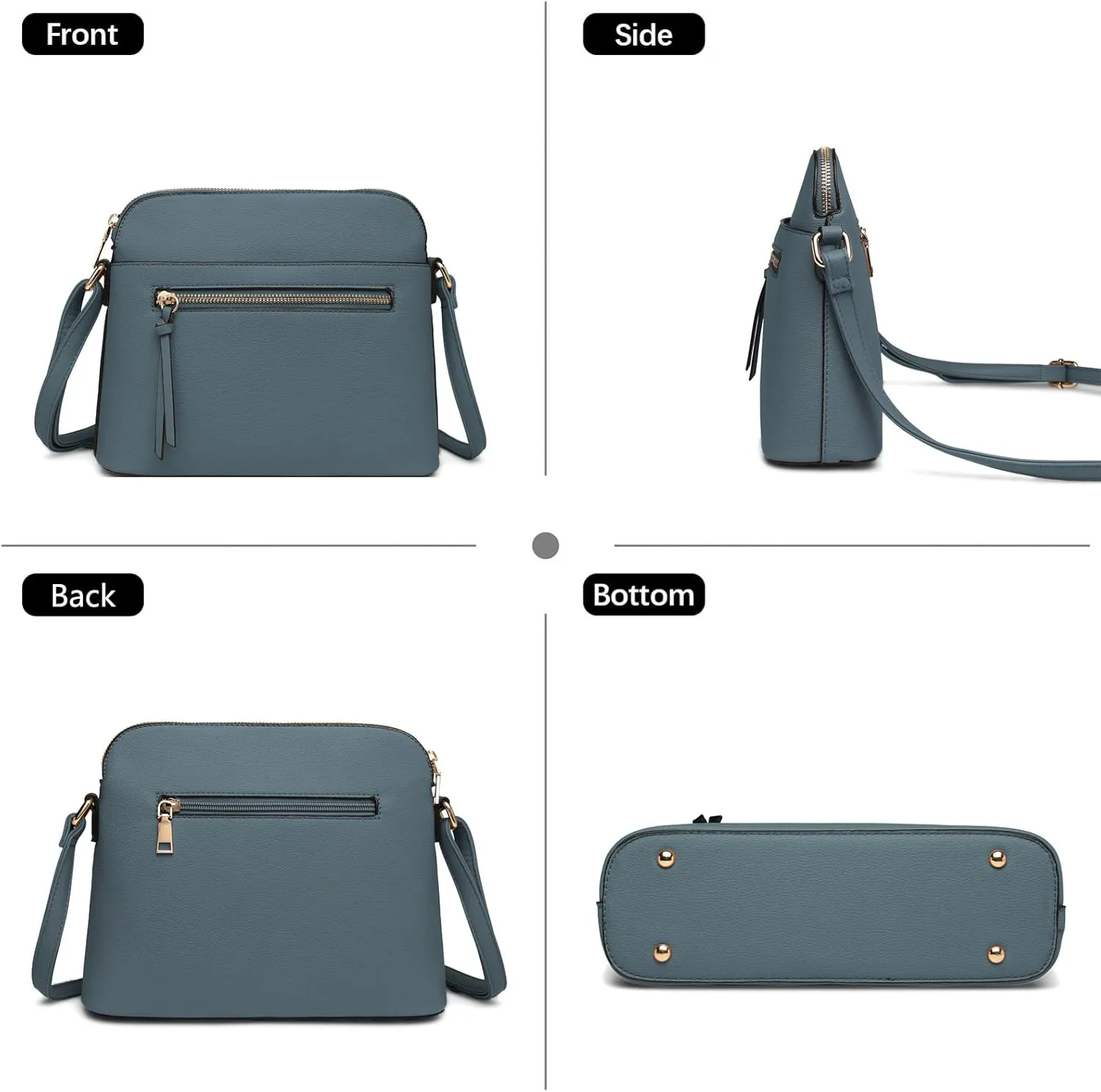 LA TERRE Small Crossbody Bag, Dome Shoulder Bag with Zipper Pocket Adjustable Strap
