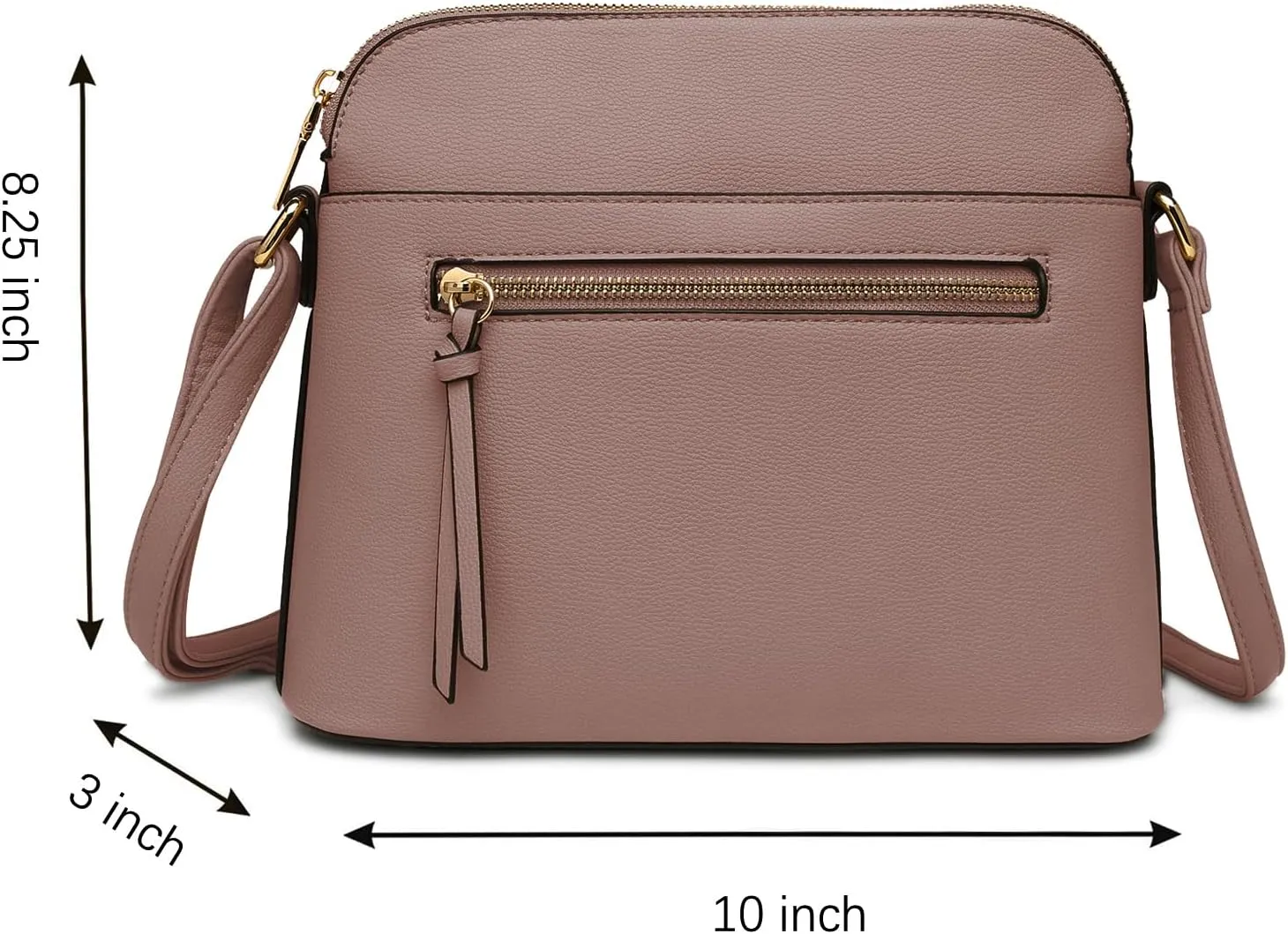 LA TERRE Small Crossbody Bag, Dome Shoulder Bag with Zipper Pocket Adjustable Strap